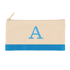 2 Tone Aqua Personalised Embroidered One Initial Small (Single Side) Cosmetic Bag