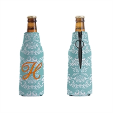 Embroidery Peacock Damask Personalised Bottle Cooler