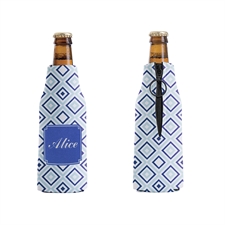 Blue and Navy Diamond Personalised Bottle Cooler