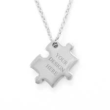 Custom Message Engraved Puzzle Necklace, Custom Front