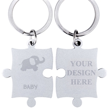 Customised Baby Elephant Engraved Puzzle Keychain