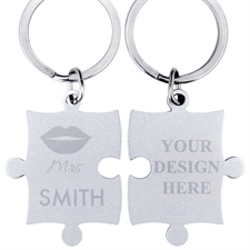 Personalised Mrs Engraved Name Puzzle Keychain