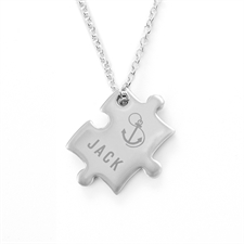 Custom Anchor Engraved Name Puzzle Necklace, Custom Front