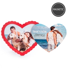 Personalised Photo Heart-Shaped Magnetic Puzzle with Red Frame
