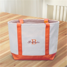 Name & Initial #1 Personalised Orange Canvas Tote Bag (Small)