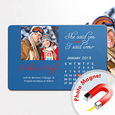Personalised Fridge Large Calendar Save The Date Photo Magnet, Kissing