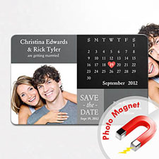 Personalised Fridge Large Calendar Save The Date Photo Magnet, Initial Black