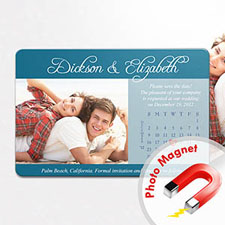 Personalised Fridge Large Calendar Save The Date Photo Magnet, Romantic Blue