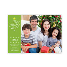 Create Your Own Holiday Photo Cards, Green Snowflake Tree Invitations