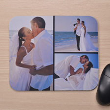 Personalised Black Three Photo Collage Design Mouse Pad