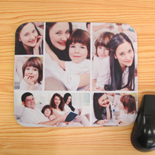 Personalised White Six Photo Collage Design Mouse Pad