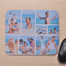 Personalised White Eight Photo Collage Design Mouse Pad