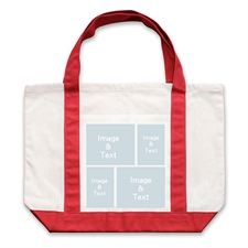 Four White Collage Red Custom Large Tote Bag