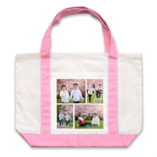 Four White Collage Pink Custom Large Tote Bag