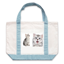 Two White Collage Personalised Tote Bag, Baby Blue