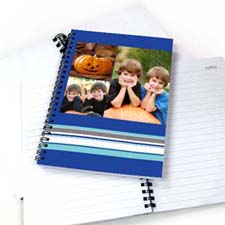 Create Your Own Three Collages Colourful Stripes Notebook, Blue
