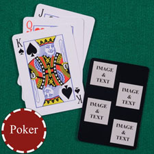 Personalised Poker Size Black Four Square Collage Photo Playing Cards