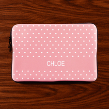 Personalised Initial Pink Polka Dots Macbook Air 11 Sleeve