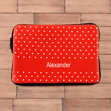 Personalised Name Red Polka Dots Macbook Air 11 Sleeve