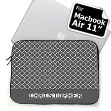 Custom Name Grey Quatrefoil Macbook Air 11 Sleeve