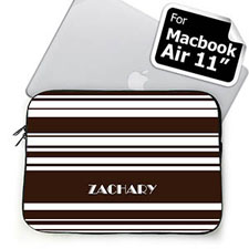 Custom Name Chocolate Stripes Macbook Air 11 Sleeve