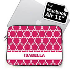 Custom Name Hot Pink Hoopla Macbook Air 11 Sleeve