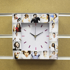 16 Collage White Face Personalised Clock