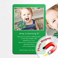 Personalised Green Birthday Invitation Magnets