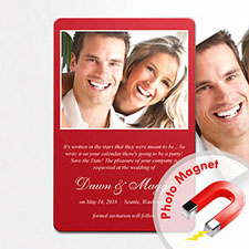 Personalised Red Wedding Announcement Photo Fridge Magnets