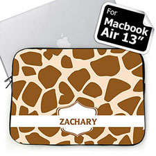 Personalised Name Brown Giraffe Pattern Macbook Air 13 Sleeve