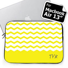 Personalised Initials Yellow Chevron Macbook Air 13 Sleeve