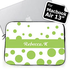 Custom Name Lime Retro Circles Macbook Air 13 Sleeve