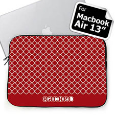 Custom Name Red Quatrefoil Macbook Air 13 Sleeve