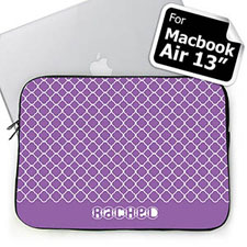 Personalised Name Lavender Quatrefoil Macbook Air 13 Sleeve