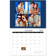 Personalised Simply Blue,, Large Wall Calendar (14