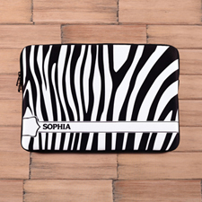 Personalised Name Black & White Zebra Pattern Macbook Pro 15 Sleeve (2015)