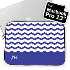 Custom Initials Blue Chevron Macbook Pro 13 Sleeve (2015)