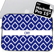 Custom Initials Blue  Macbook Pro 15 Sleeve (2015)