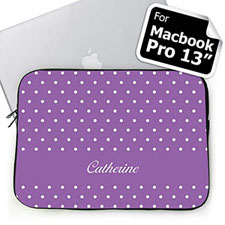 Custom Name Lavender Polka Dots Macbook Pro 13 Sleeve (2015)
