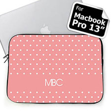 Custom Initials Pink Polka Dots Macbook Pro 13 Sleeve (2015)