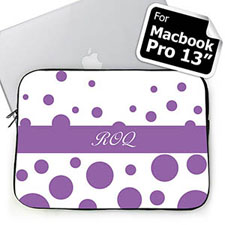 Personalised Initials Lavender Retro Circles Macbook Pro 13 Sleeve (2015)