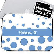 Personalised Name Sky Blue Retro Circles Macbook Pro 15 Sleeve (2015)