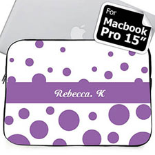 Personalised Name Lavender Retro Circles Macbook Pro 15 Sleeve (2015)
