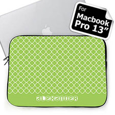 Custom Name Lime Quatrefoil Macbook Pro 13 Sleeve (2015)