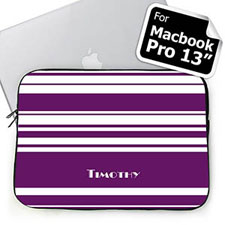 Personalised Name Purple Stripes Macbook Pro 13 Sleeve (2015)