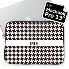 Personalised Initials Chocolate Hounds Tooth Macbook Pro 13 Sleeve (2015)