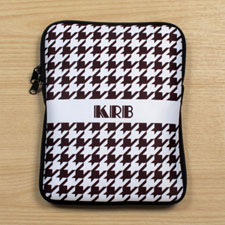 Personalised Initial Chocolate Hounds Tooth Ipad Sleeve