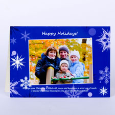Custom Printed Blue Snowfall Wishes Greeting Card