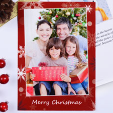 Create My Own Red Snowfall Wishes Portrait Invitation Cards