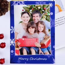 Create My Own Blue Snowfall Wishes Portrait Invitation Cards